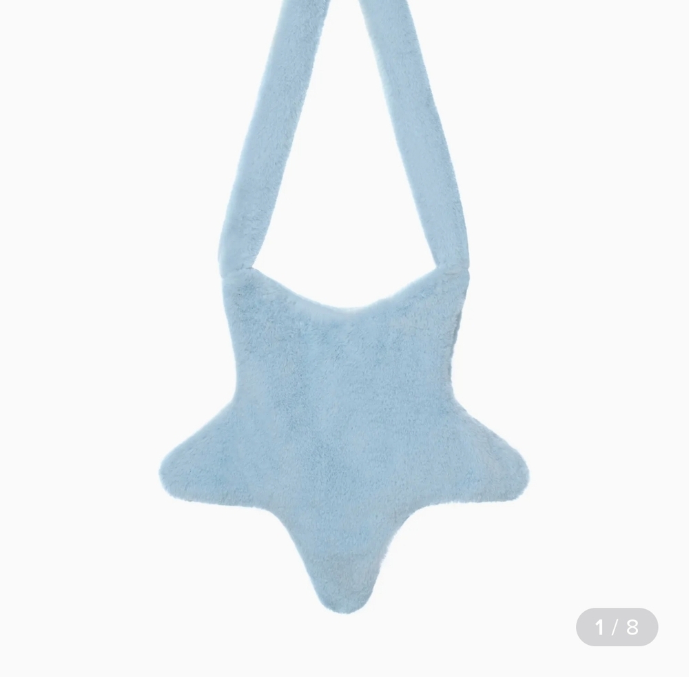 Plush Star-Shaped Women's Shoulder Bag - Light Blue